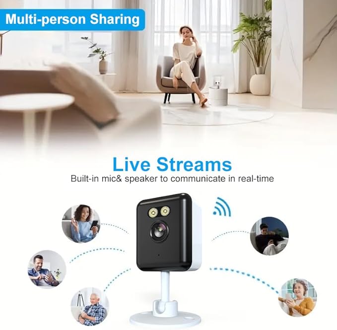 2pcs 5MP WiFi Camera,Cameras for Home Security with Night Vision,Pet Cameras with Phone App,2K Indoor Security Camera,Motion Detection,2-Way Audio,WiFi Home Camera,24/7 SD Card Storage (4)