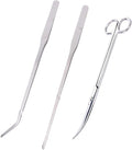 Aquarium Tools Kit Long Stainless Steel Straight Curved Tweezers Scissors Set for Fish Tank Aquascaping pack of 3-38cm Tweezers