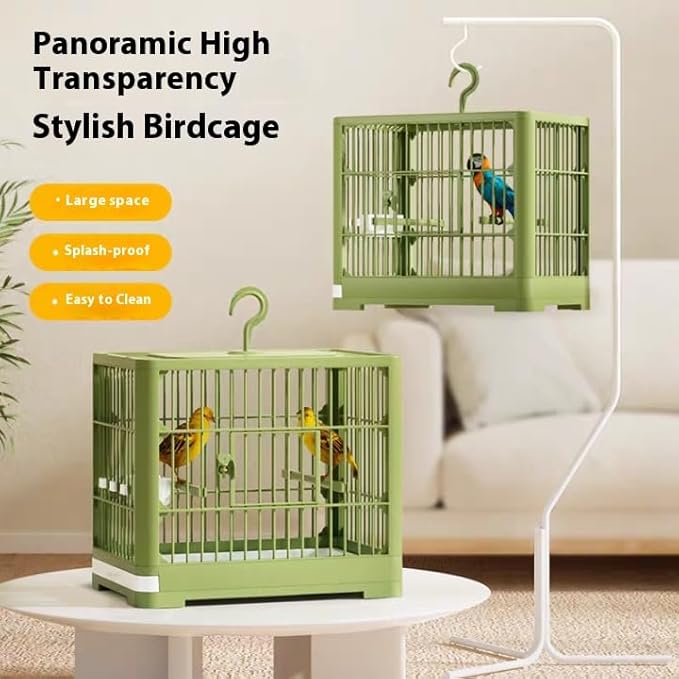 2026 New Bird Carrier Cage, Travel Bird Cage, Portable Bird Carrier, Small Birds Lightweight Parrots Cage, Detachable Tray Hook Handle Easy Transport Bird House for Travel Outdoor (Gray)