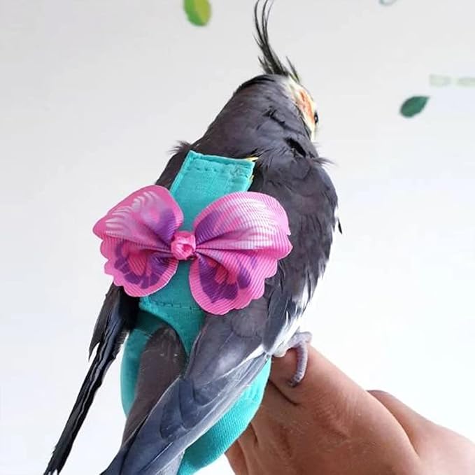 2 Pcs Bird Diaper Harness Flight Suit with Waterproof Liner Pet Bird Nappy Clothes with Flying Leash Rope Protective Parrot Diaper Suit (2 Pcs Multi, Small)