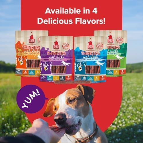PLATO Pet Treats Thinkers - Meat Stick Treats for Dogs - Limited Ingredient Dog Treats with EPA and DHA to Support Skin, Coat, and Brain - Air-Dried Dog Treats - Thinkers Lamb 18oz - 2 Pack