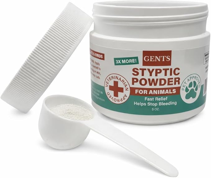 G.B.S 5 oz Styptic Powder for Dogs, Cats & Birds – Quick Blood Clotting for Nail Clipping, Minor Cuts, Tail Docking & Wing Clipping – Pet First Aid Hemostatic Powder with Sealed Top & Scoop (3)