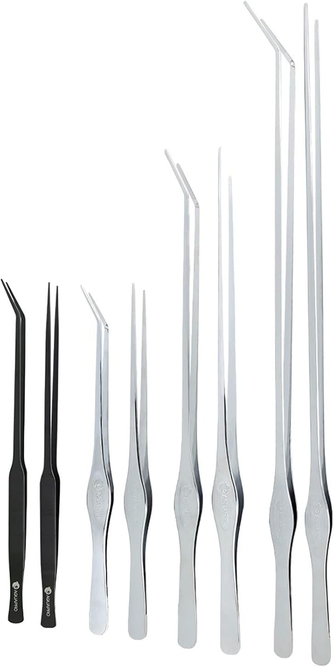 Fish Tanks Tweezers Stainless Steel Straight Curved Tweezers 25cm 33cm 45cm Long for Aquarium Aaquascaping Plant