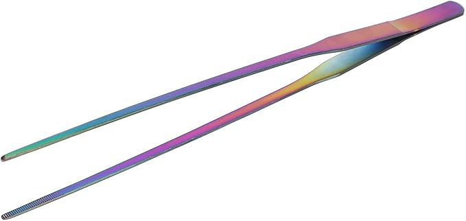 AYNEFY Aquarium Long Planted Feeding Tongs, Stainless Steel Colorful Straight Tweezer Aquarium Plant Maintenance Tools for AquaticPlants 10.6 Inches (27cm Straight Clip)