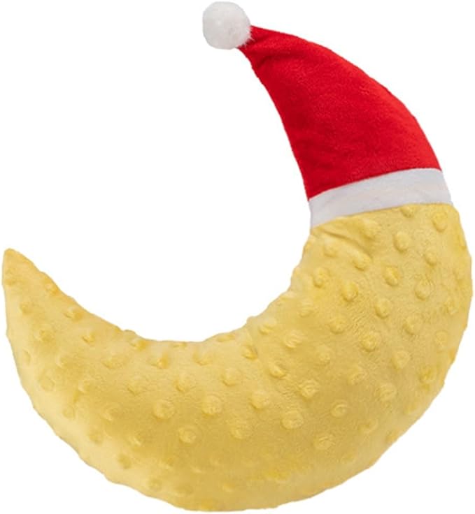Pet Neck Pillow for Cats and Small Dogs, Crescent Moon U-Shaped Plush Pillow with Christmas Santa Hat, Ultra-Soft Minky Cushion, Machine Washable