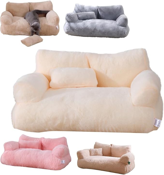 Cat Sofa Bed Pets Cute Couch,Medium Dog, Large Cat Sofa Pet Bed cat Supplies for Indoor (Off-White, Large)