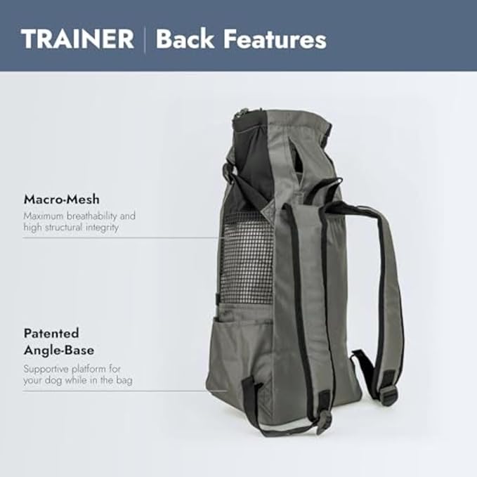 K9 Sport Sack Trainer - Medium, Iron Gate - Ideal for Dogs with 17-19” Back Length - Backpack-Style Training Carrier - Meant for Quick, Non-Strenuous Activities