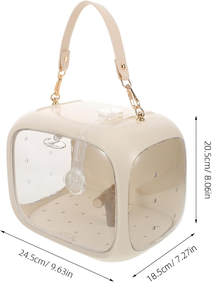 Kichvoe Portable Parrot Travel Cage Carrier with Adjustable Strap and Standing Perch, Breathable Ventilated Bird Carrier Bag for Outdoor Use and Vacation Transport