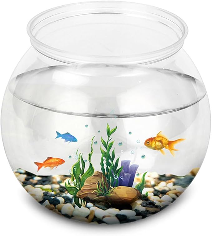 PRETYZOOM 1 Gallon Fish Bowl Clear Plastic Aquarium Tank for Betta Fish Turtle and Small Aquatic Pets Multi-Functional Spherical Tank for Water Plants and Desk Decor