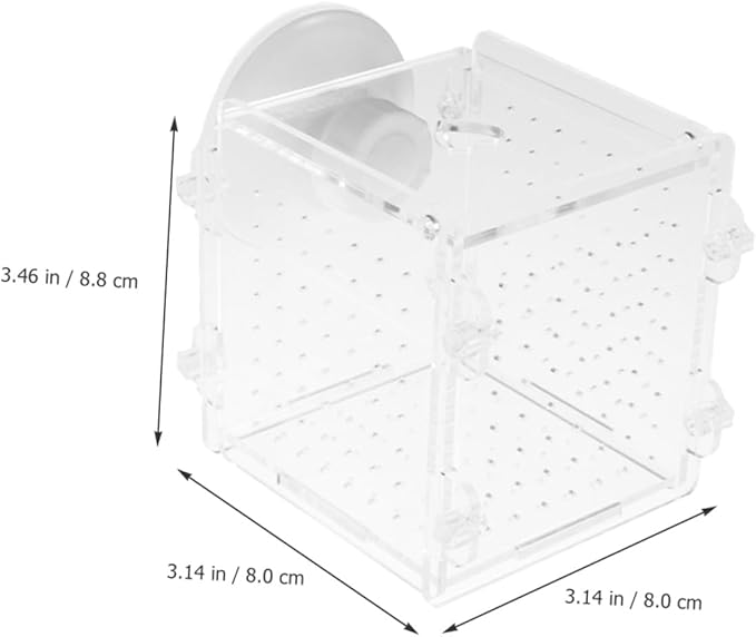 Mobestech Acrylic Fish Breeding Box with Divider 8x8x8.8cm Aquarium Fish Isolation Case Breeder Container for Betta Fry Shrimp Hatchery