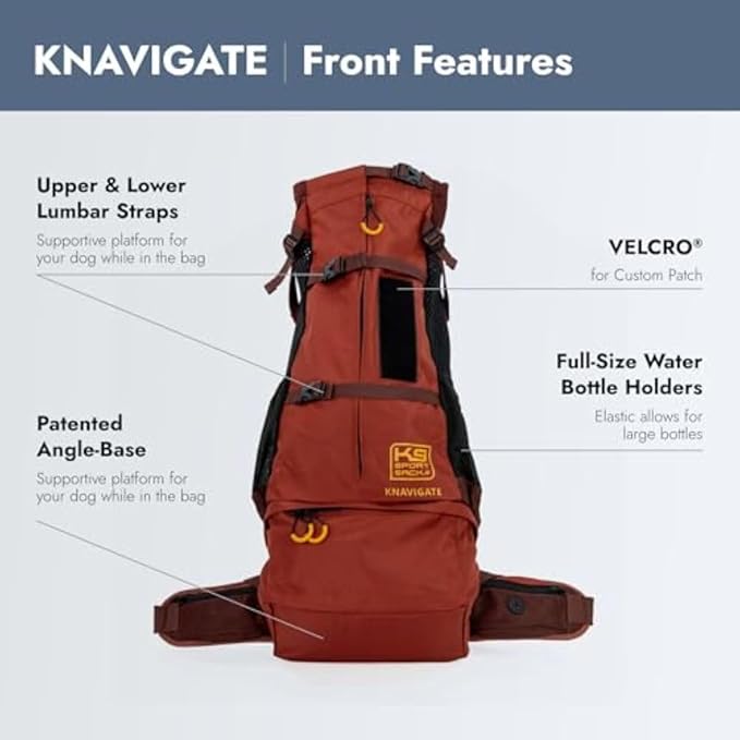 K9 Sport Sack Knavigate - Large, Dune - Ideal for Dogs with 20-22” Back Length - Adjustable, Backpack-Style Carrier with Internal Frame & Padded Hip Belt