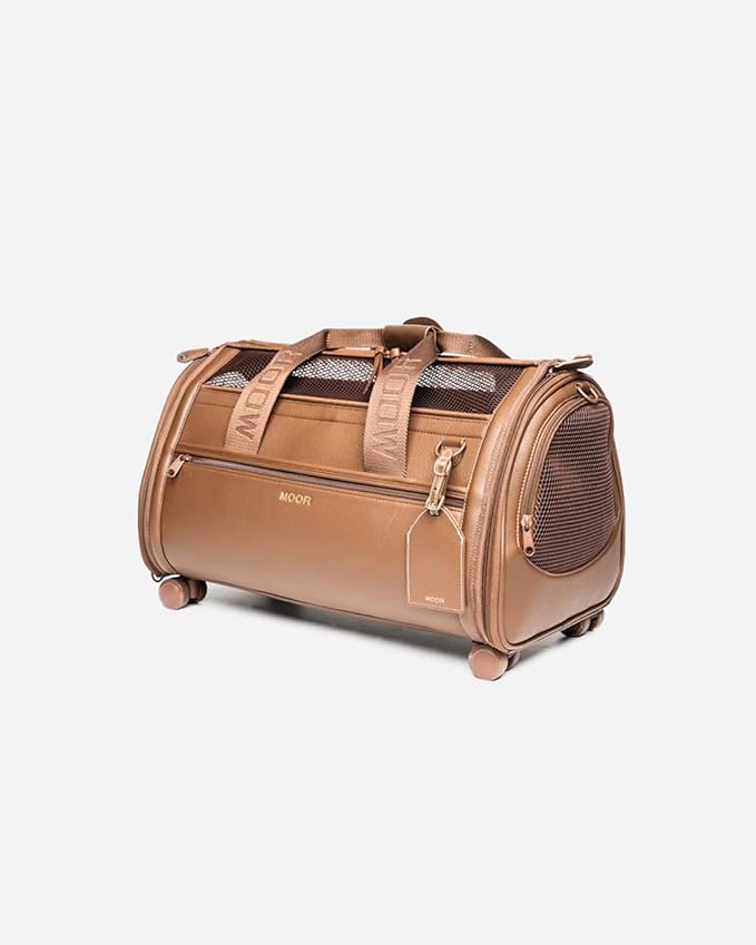 MOOR NYC Luxury Made Travel Bag. A Unique Pet Travel Bag Design for Dogs or Cats. TSA Approved (Cocoa Luxury Travel Bag)