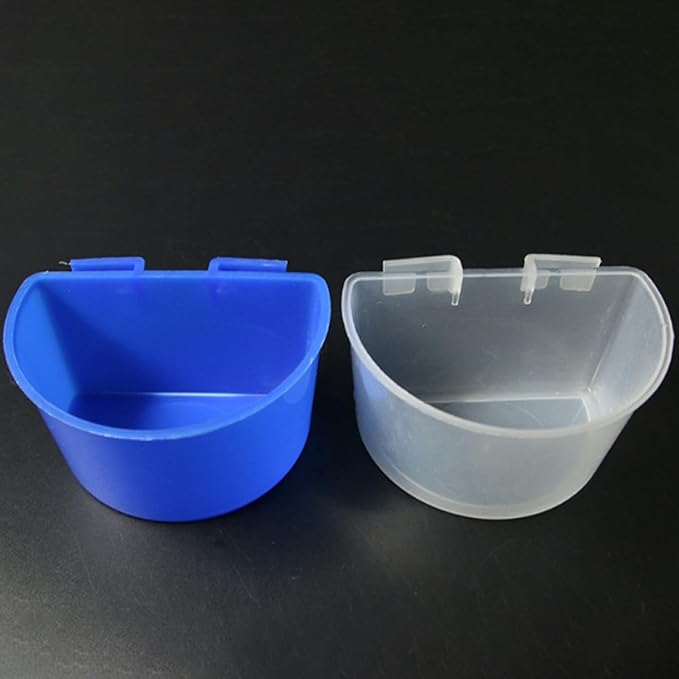 Luxshiny 8pcs Large and Blue Parrot Feeding Cups with Hanging Slot Plastic Bird Feeding and Watering Supplies for Cage Use Bird Cage Accessories for Parrots and Small