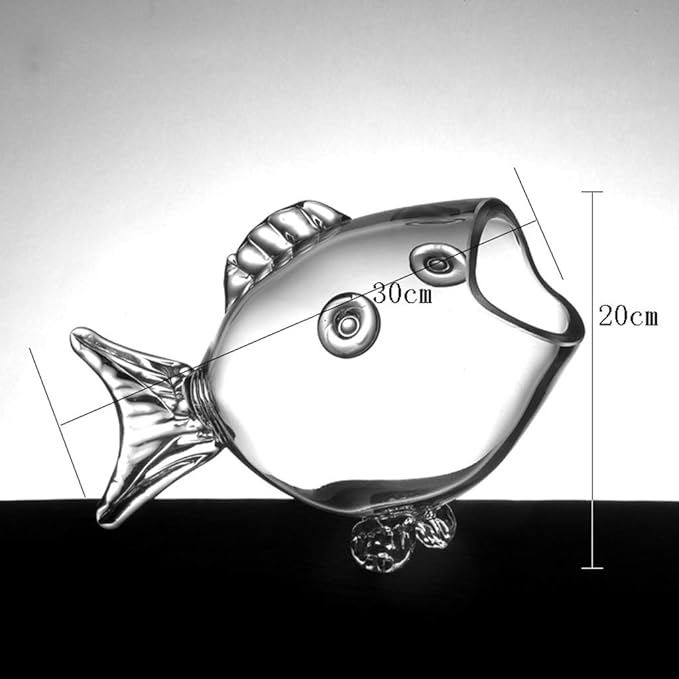Fish Bowls Creative Fish Tank Aquarium Fish-Shaped Glass Fish Tank Goldfish Tank Living Room Turtle Tank Fish & Aquariums-M, Medium