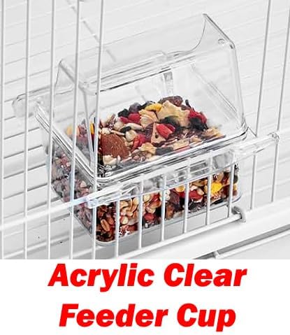 Large 35-Inch Portable Flight Bird Travel Cage for Canary Parakeet Cockatiel Lovebird Finch Bird Cage - 18" Length x 14" Depth x 35" Height (White with Toy)