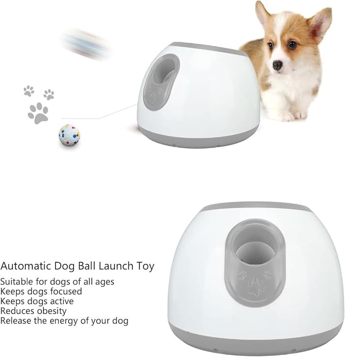 Eaacaa Automatic Ball Thrower for Dogs, 2025 Upgraded Ball Thrower with 3 Tennis Balls, Mentally Stimulating Training Dog Toy for Medium and Large Dogs (Blue)