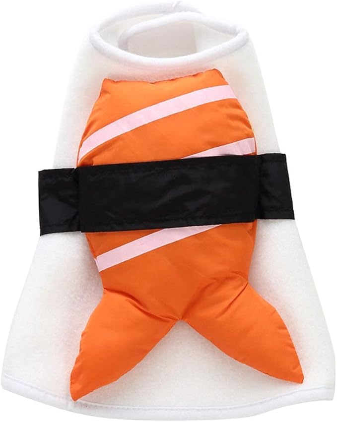 Halloween Fancy Fleece Dogs Cats Warm Costumes Coat Shrimp Sushi for Teddy, Pug, Chihuahua, Shih Tzu, Yorkshire Terriers, Papillon V-Sushi S