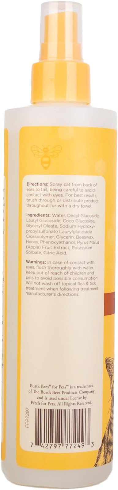 BURT'S BEES FOR PETS Waterless Cat Shampoo Spray, No-Rinse Cat Dry Shampoo with Shea Butter & Honey for Gentle Cleaning Between Baths, pH Balanced, No Harsh Detergents, 10 Fl Oz - 2 Pack