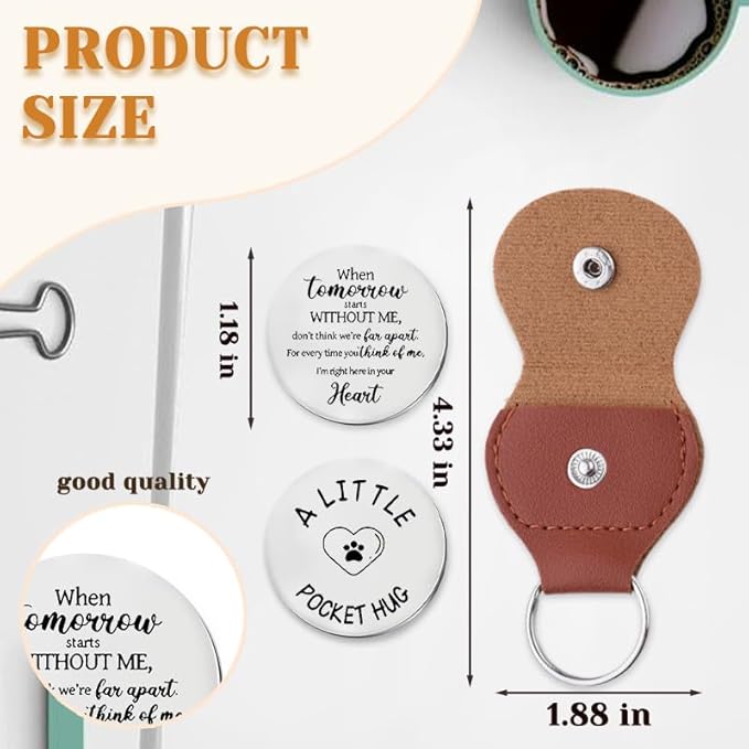Xiyantiji Memorial Gifts for Loss of Dog Cat Leather Pocket Hug Keychain Remembrance Bereavement Gifts for Pet Owner Friends