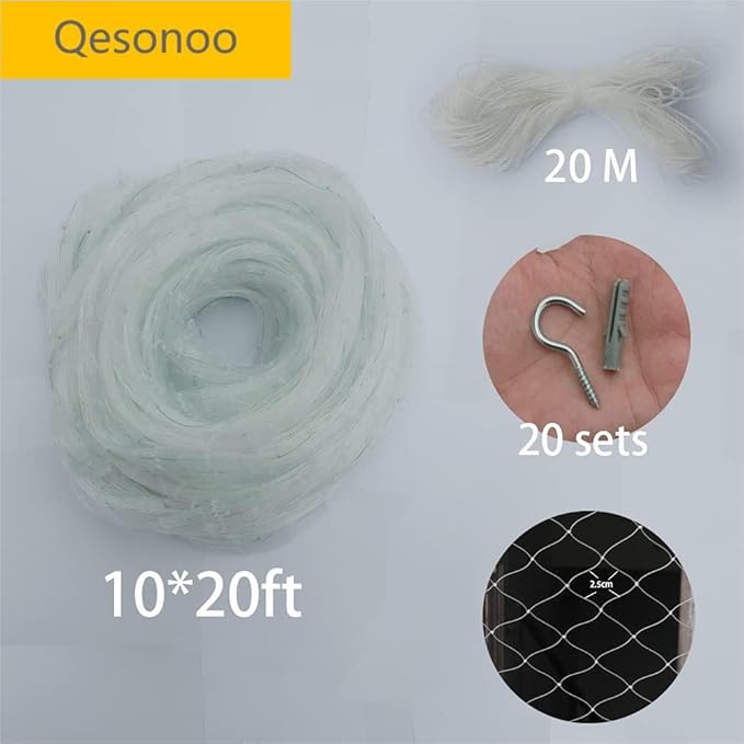 Cat Anti-Fall Fence Net - Transparent Nylon Pet Mesh Fence for Balcony, Window & Stairs (10 x 26ft/3 x 8 Meters)