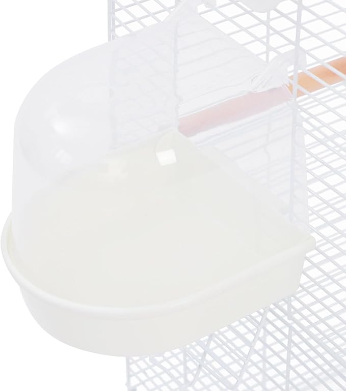 Two-Tier Bird Cage, 30 Inch Pigeons Parrot Birdcage with Safe Rotary Door Lock, White Parakeet Cage for Small to Medium Birds, Easy Access Double Doors. (C)