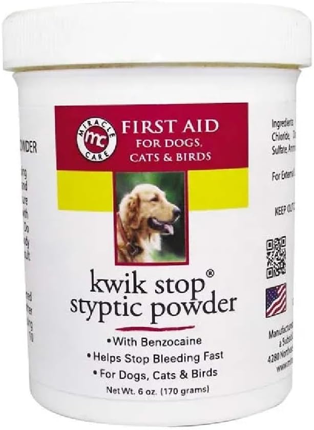 Styptic Kwik Stop Dog Cat Bird Ferret Helps Stop Bleeding Fast Powder Gel Pads or Swabs (1/2 oz Powder)