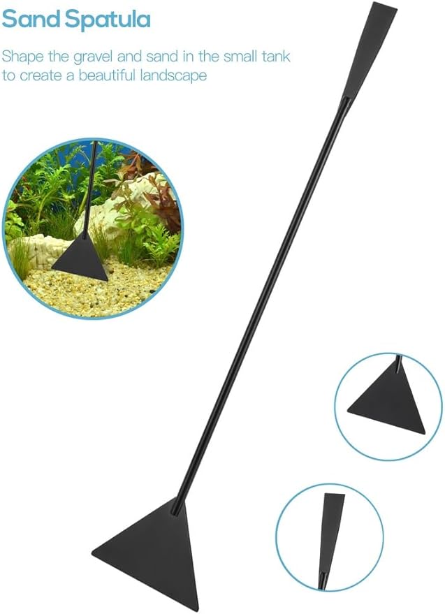 4-in-1 Tool Kit for Small Aquariums, Includes Curved Scissors, Tweezers, Sand Spatula & Fish Net