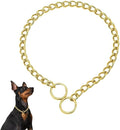 Chain Choke Collar for Dogs, Metal Slip Link Training Heavy Duty Dog Collar Martingale Puppy Collars for XXS XS Small Medium Large Big XL Breed Dogs (Gold, M(Neck Max 18inch) D3.0mm)
