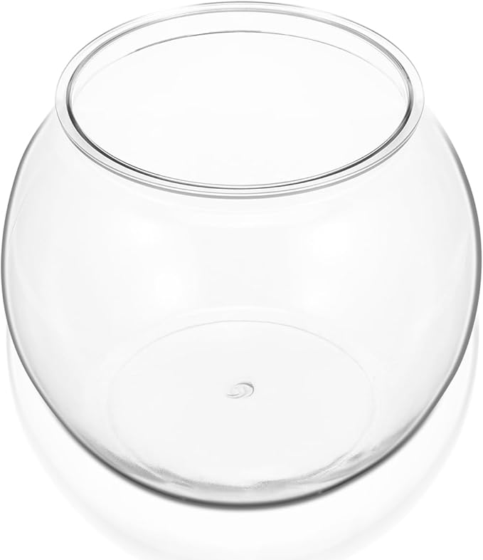 PRETYZOOM Small Plastic Fish Bowl, Clear Round Fish Tank for Betta, Goldfish, Unbreakable Desktop Aquarium, Ornament or Sweet Treats Holder for Home, Office