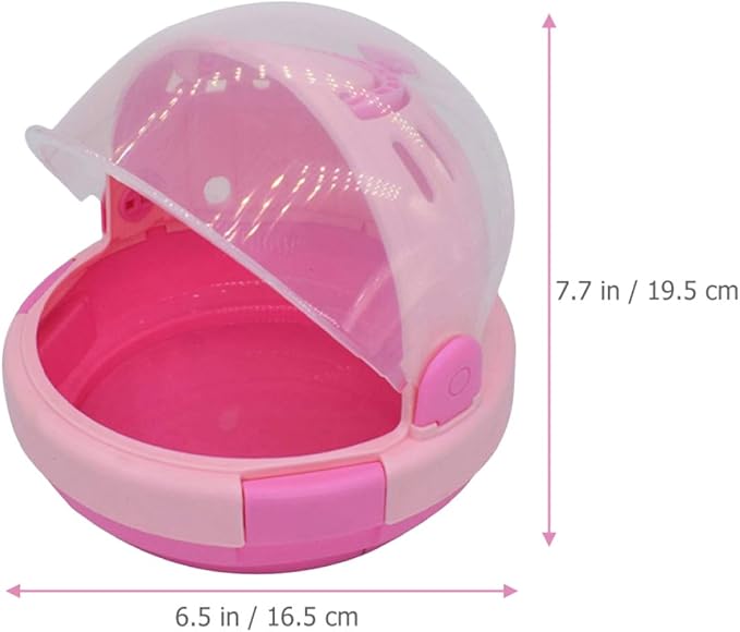 Portable Handheld Bird Carrier Cage with Pink Fleece Nest Pad, Small Parrot Travel Cage for Outdoor Use, Warm Budgerigar and Young Bird Transport, Space Capsule Design