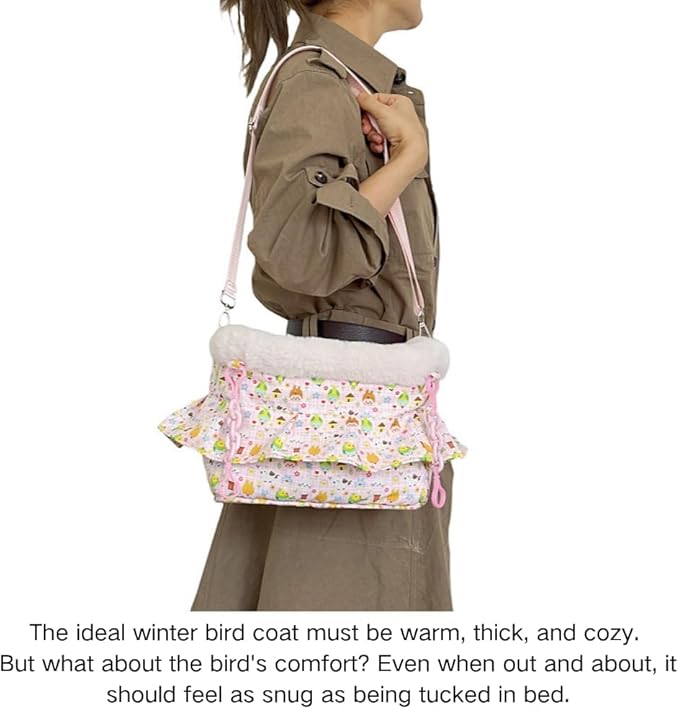 2 in 1 Warm Bird Carrier Bag, Bird Hammock Bed for Cage, Winter Travel Bag, Portable Parrot Outing Bag for Lovebird, Budgie, Conure, Quaker, Small Medium Birds (Yellow,Medium)