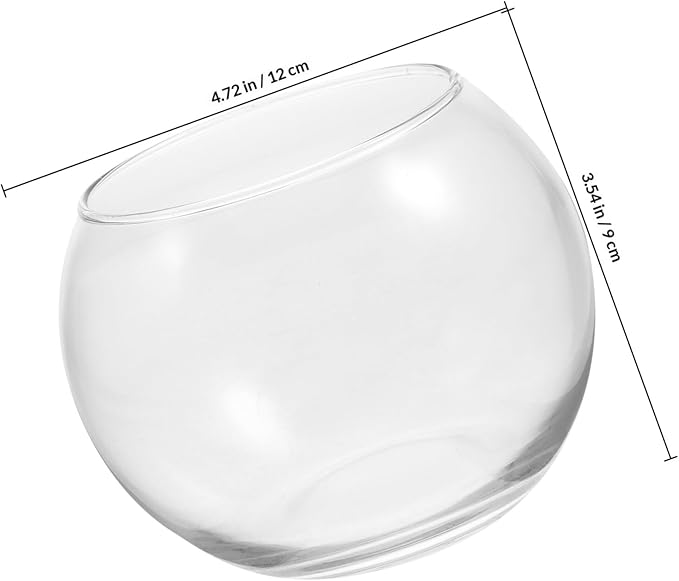 Glass Round Fish Bowl for Goldfish and Hydroponic Plants, 12-inch Glass Terrarium Aquarium for Office and Living Room Centerpiece