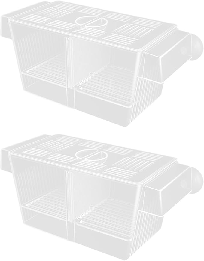 2PCS Clear Breeding Box Safe Incubator for Aquarium Fish Shrimp Fry Protections with Water Circulations 2 Dividers Fish Breeding Tanks