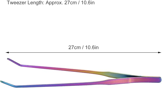 AYNEFY Aquarium Long Planted Feeding Tongs, Stainless Steel Colorful Straight Tweezer Aquarium Plant Maintenance Tools for AquaticPlants 10.6 Inches (27cm Bent Clip), AYNEFYwd0ziq89km-12