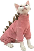 Sphynx cat Clothes, Dinosaur Costume, Hairless Cats Warm Clothes for Cornish Rex and Devon Rex (Red, XS(1-2lbs))