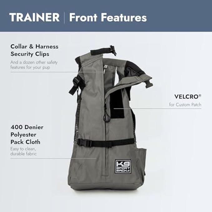 K9 Sport Sack Trainer - Small, Iron Gate - Ideal for Dogs with 13-16” Back Length - Backpack-Style Training Carrier - Meant for Quick, Non-Strenuous Activities