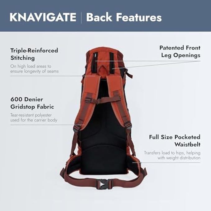 K9 Sport Sack Knavigate - Large, Dune - Ideal for Dogs with 20-22” Back Length - Adjustable, Backpack-Style Carrier with Internal Frame & Padded Hip Belt