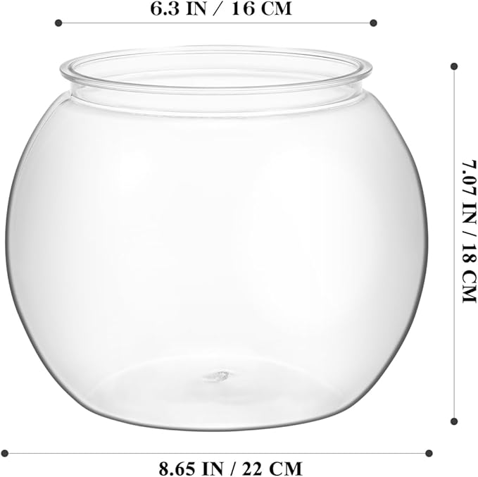 Plastic Aquarium Betta Fish Tank: Large Clear Goldfish Bowl - Tank Vase Pot Clear Bubble Planter with Break Resistant for Home décor Wedding Event Party 8.67 x 6.89 Inches