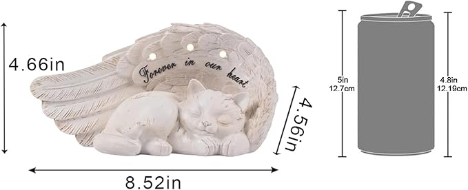 NEWDREAM Solar Cat Pet Memorial Statue,Pet Loss Gifts, The Angel Cat Statue Commemorates,Pet Loss Sympathy Remembrancecat with Solar Light Outdoor Cat Memorial Gifts, Cat Angel Wings