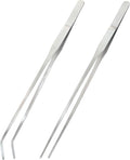 2PCS Stainless Steel Reptile Feeding Tongs, Long Tweezers Aquarium Terrarium Feeder Tools for Reptiles, Lizards, Snakes (Straight and Curved)