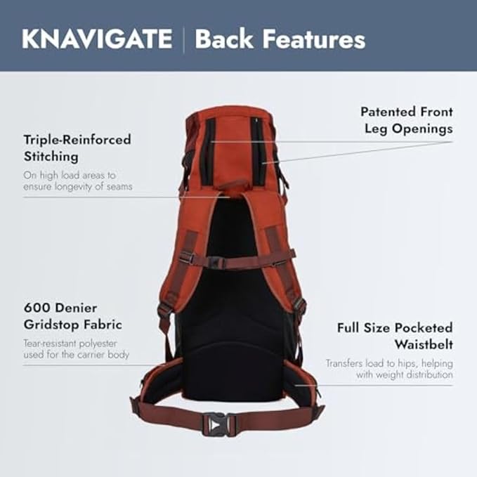 K9 Sport Sack Knavigate - X-Large, Dune - Ideal for Dogs with 23-25” Back Length - Adjustable, Backpack-Style Carrier with Internal Frame & Padded Hip Belt