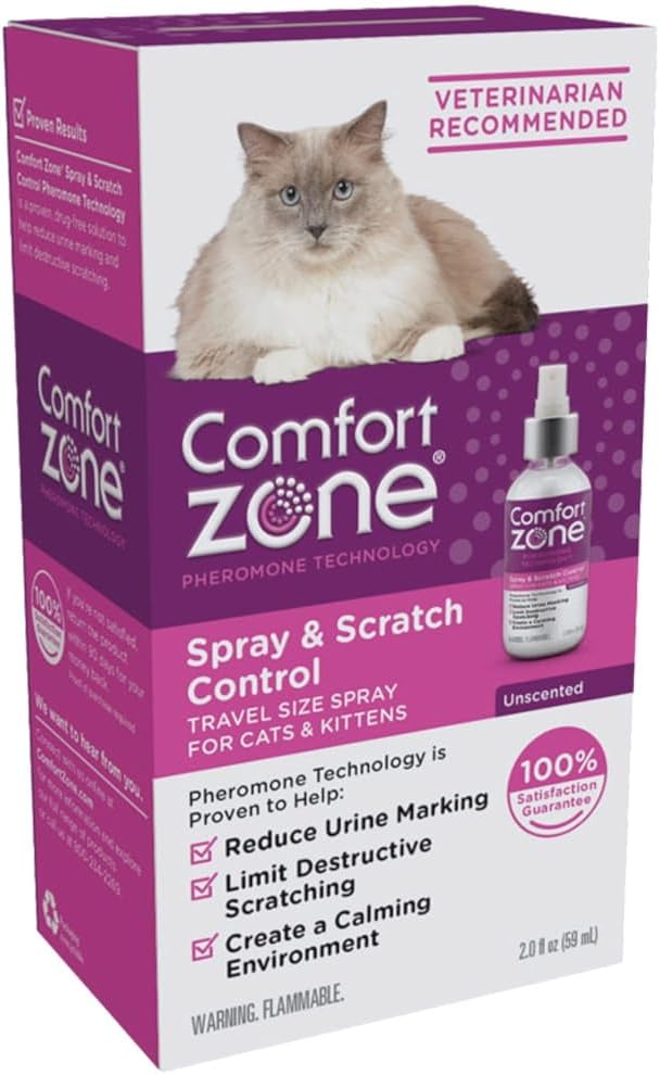 Comfort Zone Spray and Scratch Control Calming Spray for Cats 2oz - 2 Pack