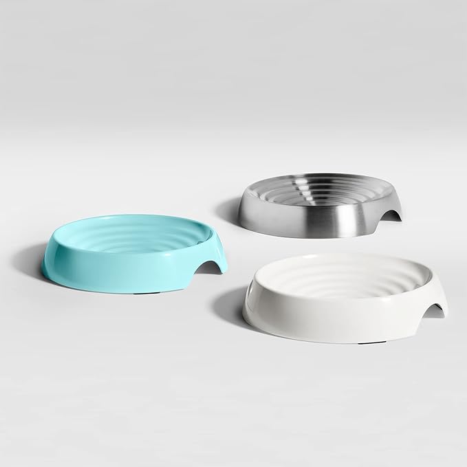 CatGuru Cat Bowls, Whisker Friendly Food Bowl for Indoor Cats, Reliefs Whisker Fatigue, Wide Kitten Dish, Non Slip Pet Dishes, Shallow Pet Plates (Marshmallow)