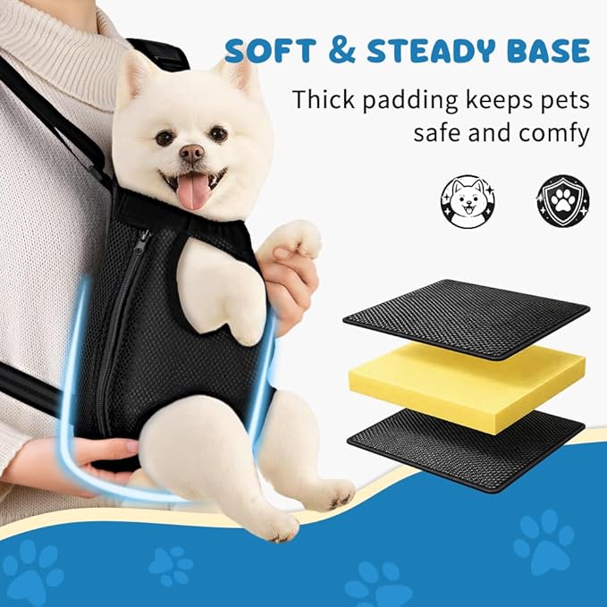 Mosago Dog Backpack Carrier with Thick Padded Bottom Support, Legs-Out Puppy Chest Carrier for Small Dogs 2.5–4 lbs, Adjustable Pet Front Carrier for Walking, Hiking, Camping, and Traveling