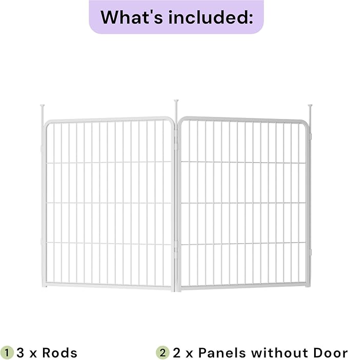 SunsGrove Indoor Dog Playpen, 32 Inch 2 Panels Play Pen for Small and Medium Dogs, Easy Setup Anti-Rust Pet Fence, White