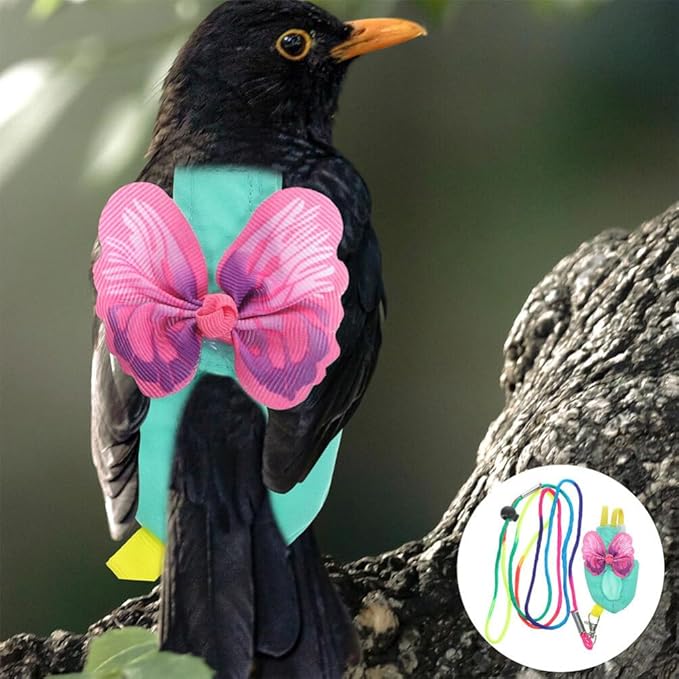 POPETPOP Bird Costume Diapers Bird Harness Flight Suit Clothes with Flying Leash Washable Parrot Reusable Flight Suit Diaper for Parrots Cockatiel s