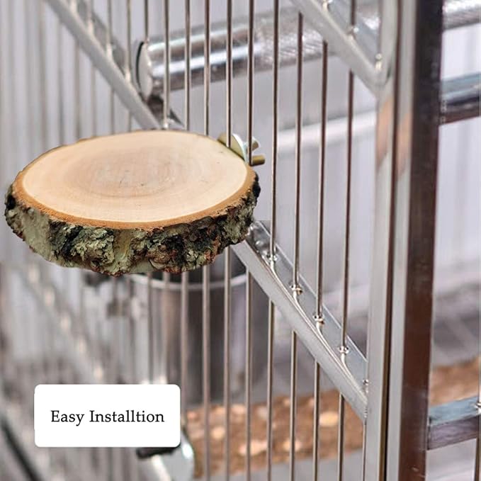 Hamiledyi Wood Bird Perch 4PCS Natural Wooden Stand Platform Parrot Cage Accessories for Budgie Conure Parrot Parakeet Cockatiel Lovebird