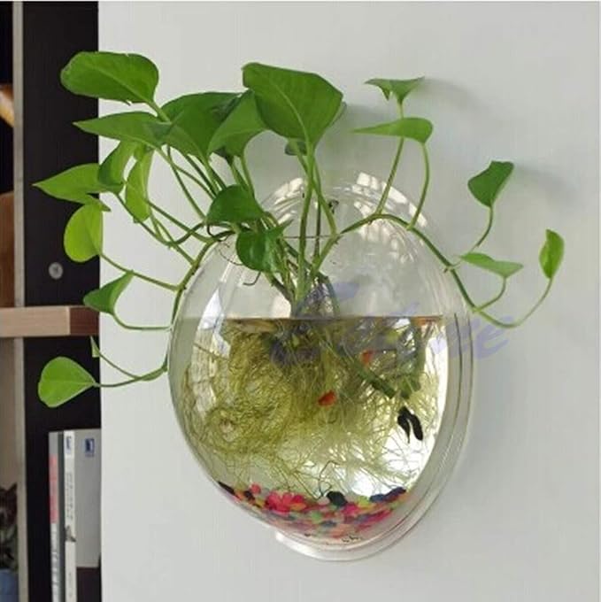 Wall Fish Bowl Wall Fish Bubble Hanging Clear Acrylic Betta Fish for Tank Wall Mounted Aquarium Wall Plant Planter Aquarium for Turtles 30 Gallon