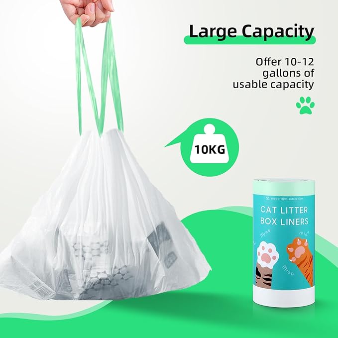 105 Count Waste Drawer Liners Bags Compatible with Litter Box Robot 4/5/3, Thick Self-cleaning Cat Litter Box Liners refill with Drawstring Heavy Duty 10-12 Gallons of Capacity