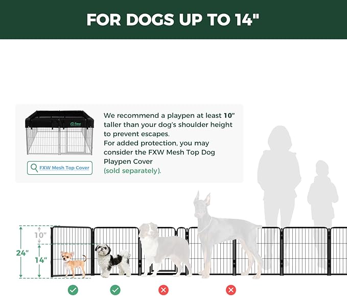 FXW Homeplus Unleashed Indoor Dog Playpen - Stress-Free and Safe Play, Heavy Duty 24 Inch 24 Panels Dog Pen for Puppy and Small Dogs, Black│Patented